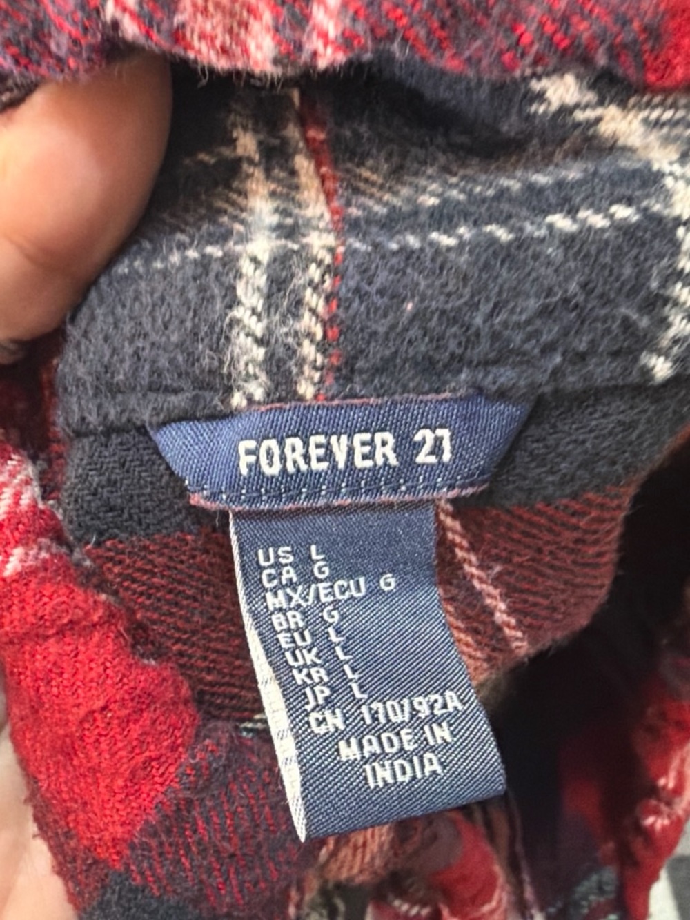 Forever 21 Red & Black Plaid Cowl Neck Pullover - Picture 5 of 7